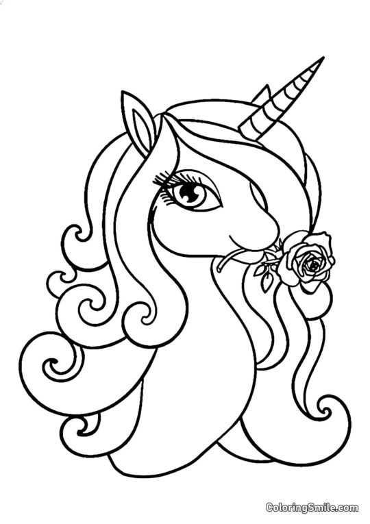 Licorne et rose - Page de Coloriage