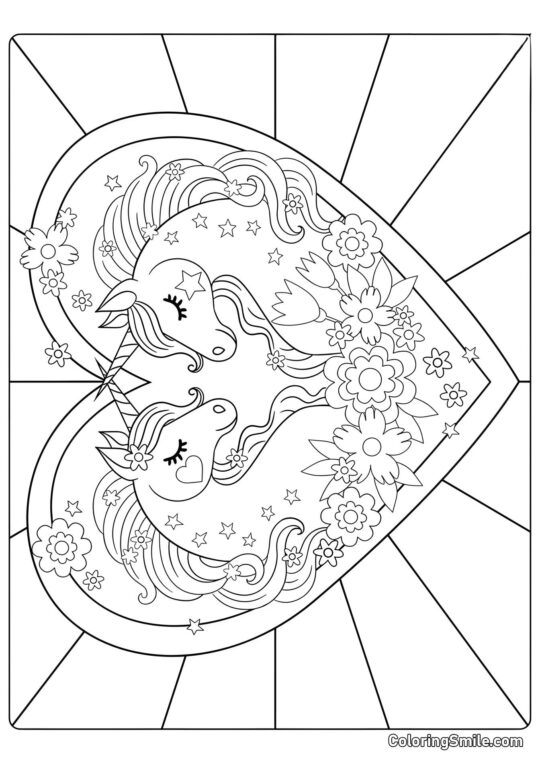 Licornes amoureuses - Page de Coloriage