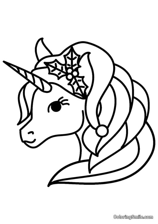 Licorne et décoration de Noël - Page de Coloriage