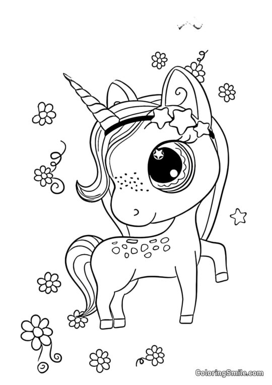 Licorne et fleurs - Page de Coloriage