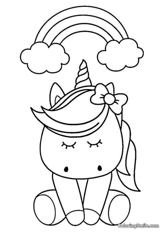 Licorne sous un arc-en-ciel - Page de Coloriage