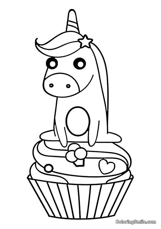 Muffin avec licorne - Page de Coloriage