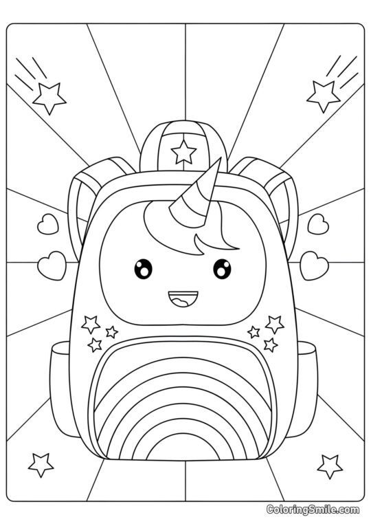 Sac à dos d&rsquo;école licorne - Page de Coloriage