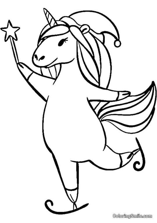 Licorne et baguette magique - Page de Coloriage