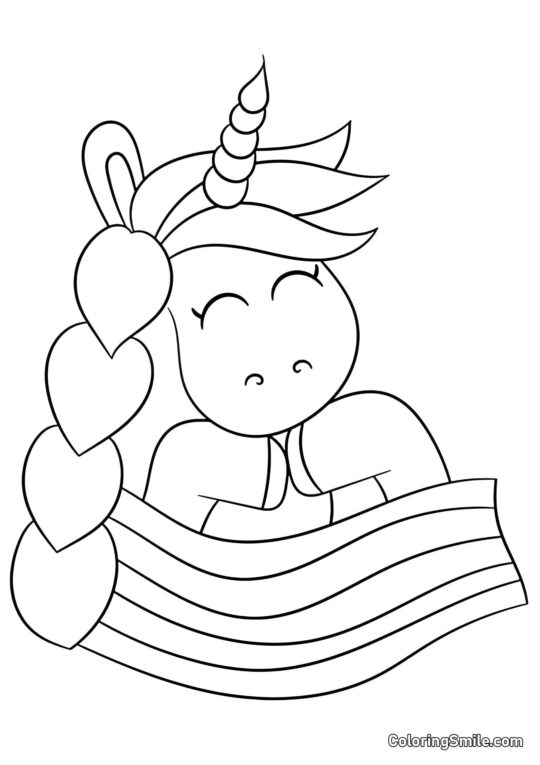 Licorne avec tresse - Page de Coloriage