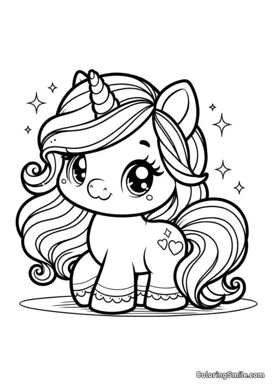 Douce petite licorne - Page de Coloriage
