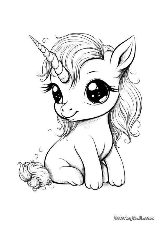 Mignonne petite licorne - Page de Coloriage