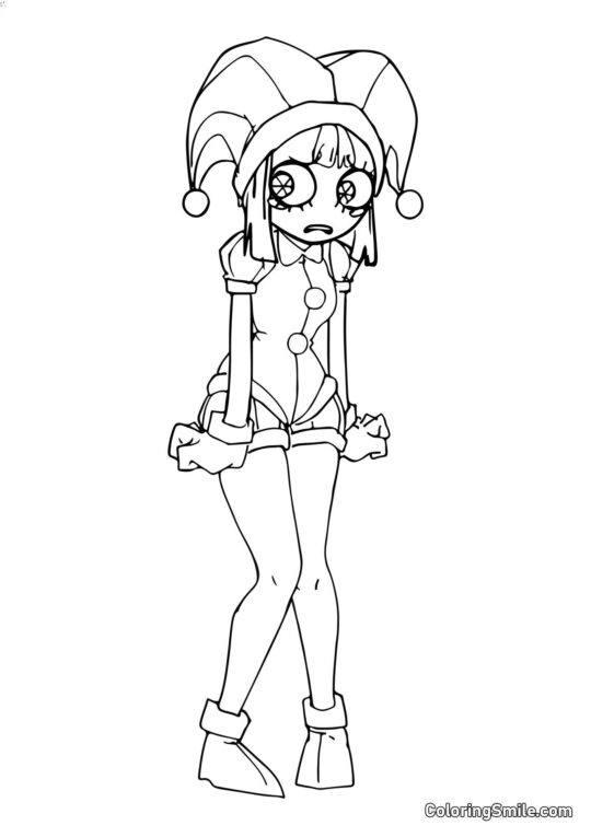 Pomni en Style Anime - Page de Coloriage