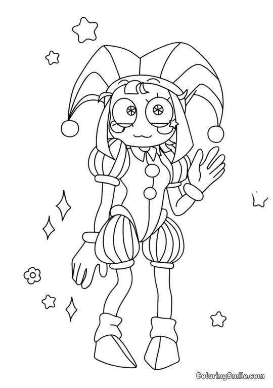 Pomni avec une Main - Page de Coloriage