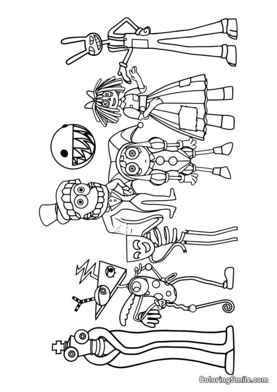 Personnages du Cercle Numérique - Page de Coloriage