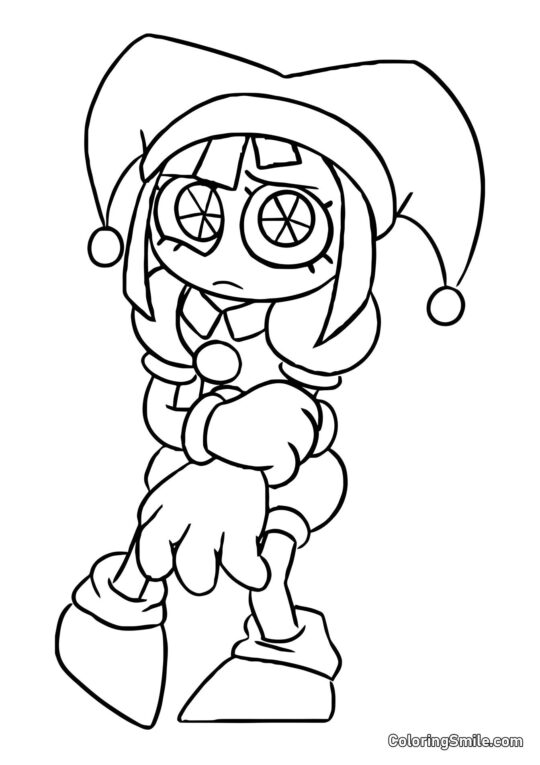 Pomni – Nouvel Arrivant dans le Cercle Numérique - Page de Coloriage