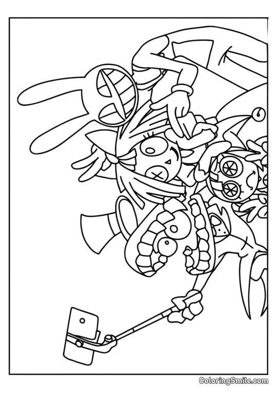 Keyn Prend des Selfies avec des Amis - Page de Coloriage