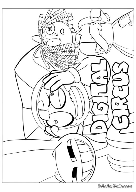 Jacks, Pomni et Ragata - Page de Coloriage