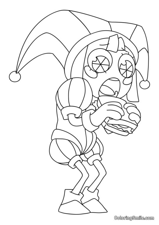 Pomni est un Sandwich - Page de Coloriage