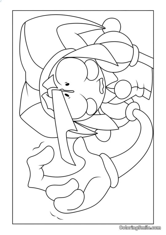 Pomni avec un Couteau dans la Tête - Page de Coloriage