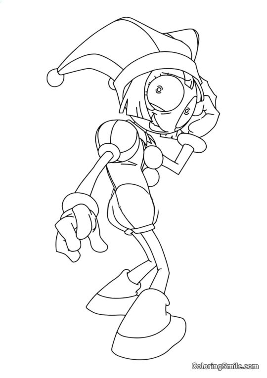 Pomni avec un Sourire Yekhidna - Page de Coloriage