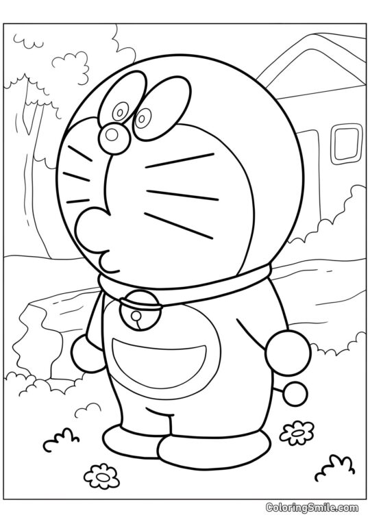 Doraemon curieux Doraemon curieux - Page de Coloriage