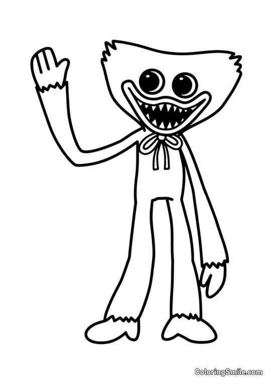 Monstre Huggy Wuggy agitant la main Monstre Huggy Wuggy agitant la main - Page de Coloriage