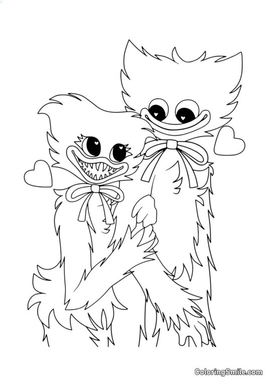 Amoureux Huggy Wuggy et Kissy Missy Amoureux Huggy Wuggy et Kissy Missy - Page de Coloriage