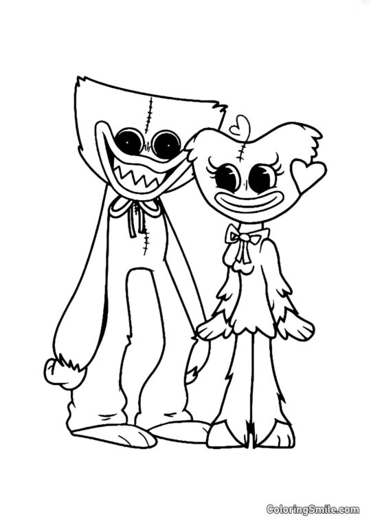 Couple d’amoureux Huggy Wuggy et Kissy Missy Couple d’amoureux Huggy Wuggy et Kissy Missy - Page de Coloriage