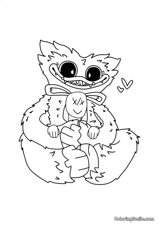 Bébé Huggy Wuggy avec un lapin Bébé Huggy Wuggy avec un lapin - Page de Coloriage