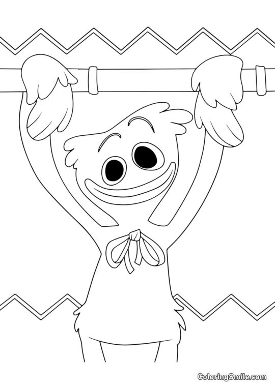 Huggy Wuggy suspendu à un tuyau Huggy Wuggy suspendu à un tuyau - Page de Coloriage