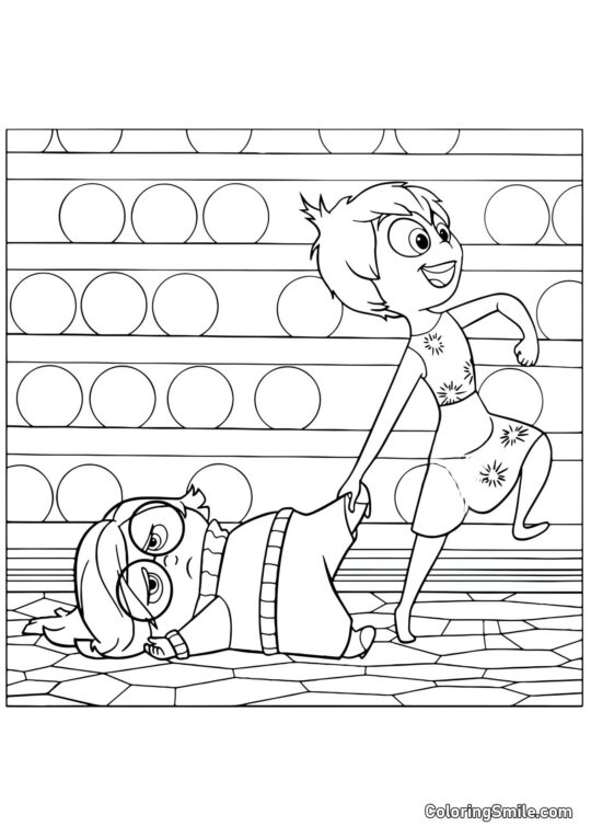 Joie portant Tristesse Joie portant Tristesse - Page de Coloriage