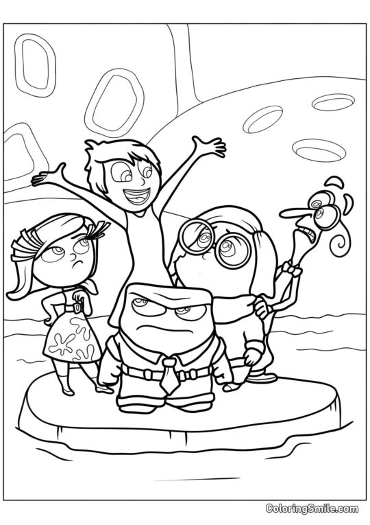 Joie, Tristesse, Colère, Dégoût et Peur nageant Joie, Tristesse, Colère, Dégoût et Peur nageant - Page de Coloriage