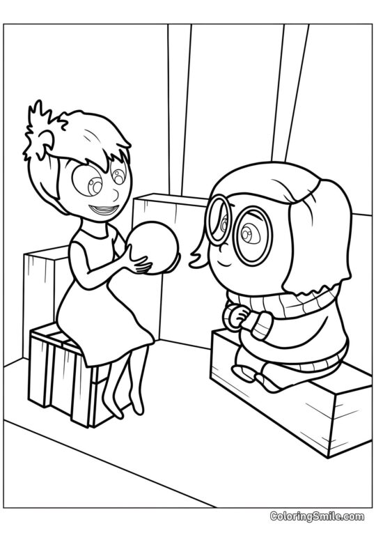 Joie avec une orbe de mémoire et Tristesse Joie avec une orbe de mémoire et Tristesse - Page de Coloriage