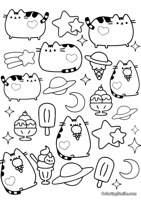 Pusheen le chat glace (thérapie artistique) Pusheen le chat glace (thérapie artistique) - Page de Coloriage