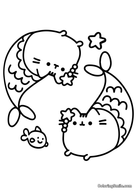 Pusheen sirène Pusheen sirène - Page de Coloriage