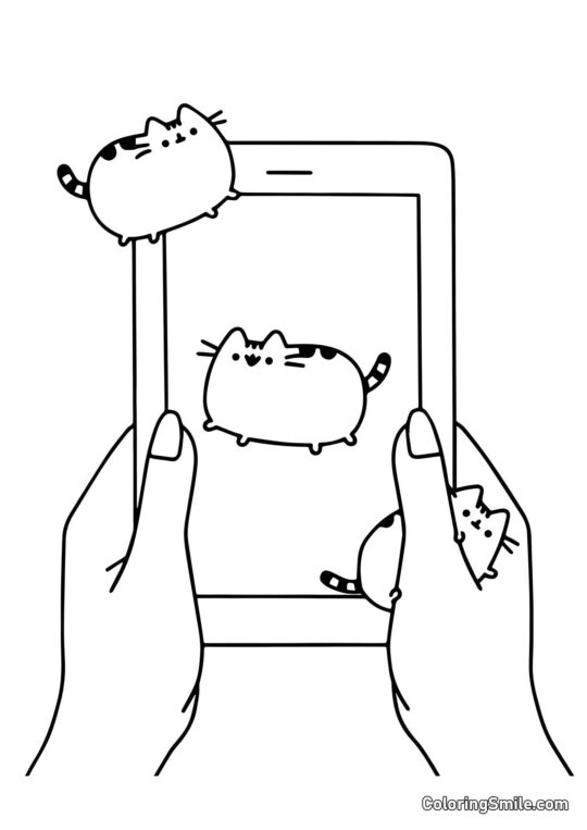 Pusheen le chat sur iPad Pusheen le chat sur iPad - Page de Coloriage