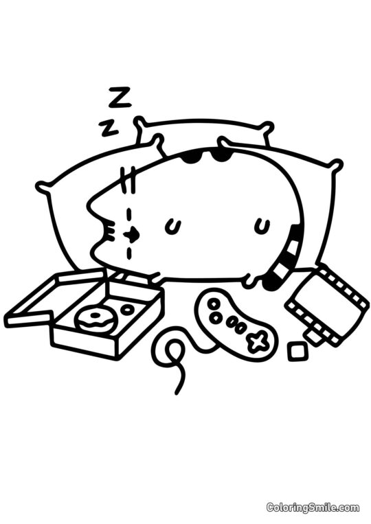 Pusheen le chat en train de dormir Pusheen le chat en train de dormir - Page de Coloriage