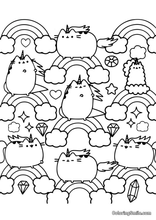 Pusheen le chat licornes (thérapie artistique) Pusheen le chat licornes (thérapie artistique) - Page de Coloriage