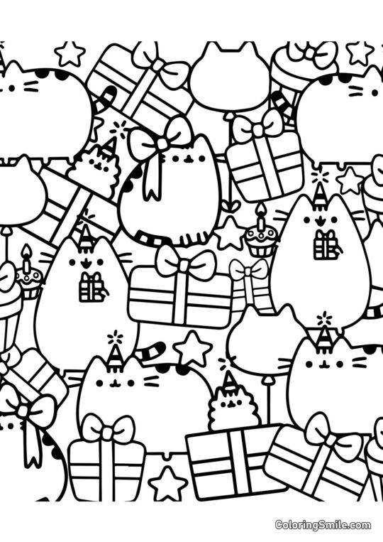 Pusheen le chat Noël (thérapie artistique) Pusheen le chat Noël (thérapie artistique) - Page de Coloriage