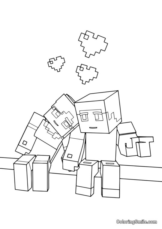 Alex et Steve s&rsquo;aimant - Page de Coloriage