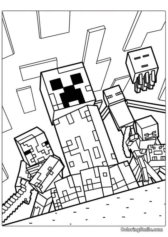 Creeper et autres créatures de Minecraft - Page de Coloriage