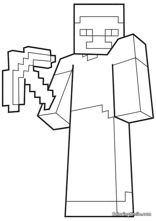 Joueur avec une pioche - Page de Coloriage