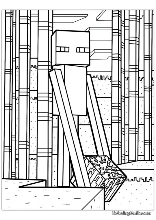 Enderman portant un bloc - Page de Coloriage