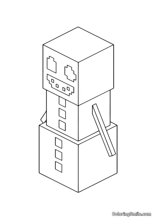 Golem de neige pastèque - Page de Coloriage