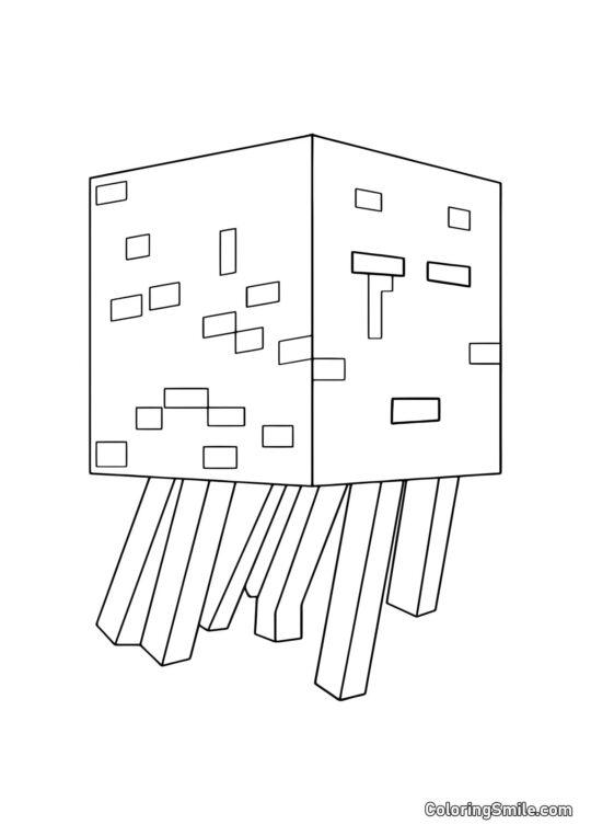 Ghast hostile de Minecraft - Page de Coloriage