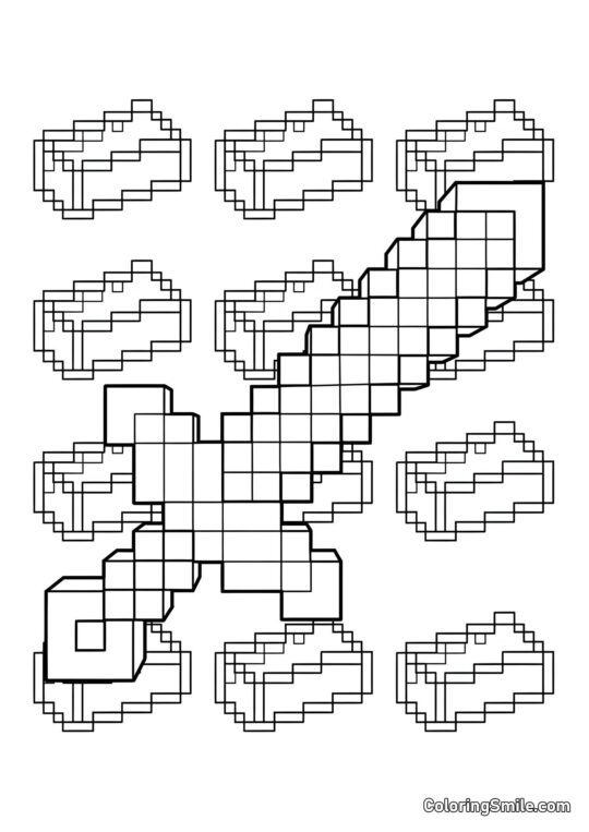 Épée anti-stress de Minecraft - Page de Coloriage