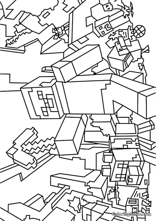 Monde de Minecraft - Page de Coloriage