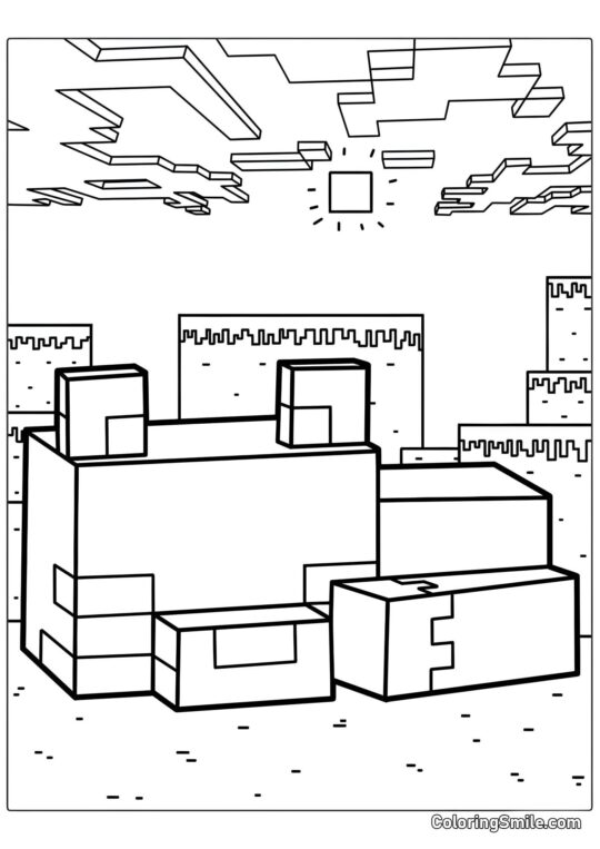 Renard dans le monde de Minecraft - Page de Coloriage