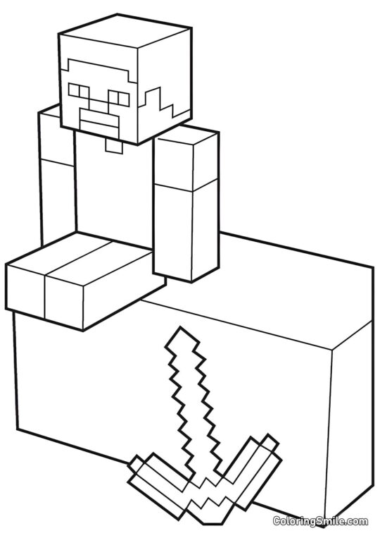 Homme avec une pioche - Page de Coloriage