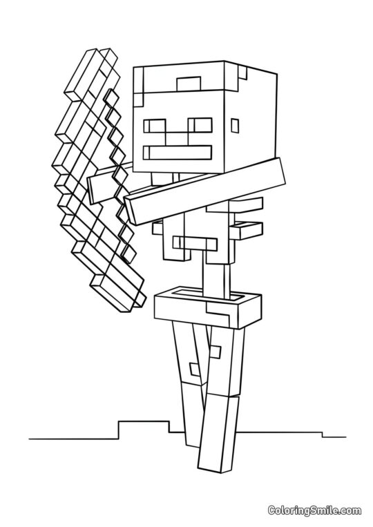 Squelette avec un arc - Page de Coloriage