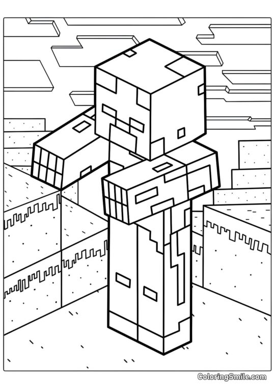 Zombie dans le monde de Minecraft - Page de Coloriage