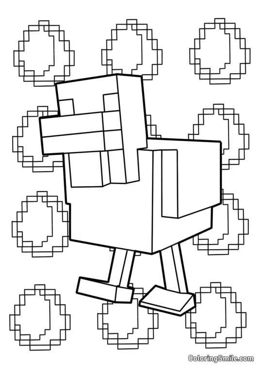 Poulet anti-stress de Minecraft - Page de Coloriage