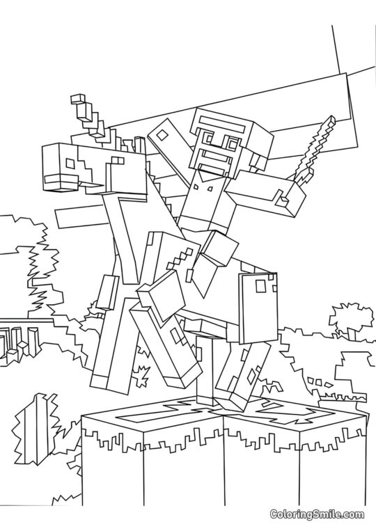 Joueur sur une licorne - Page de Coloriage