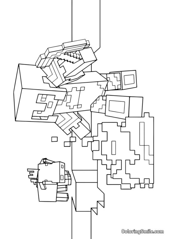 Steve a installé un feu de camp - Page de Coloriage